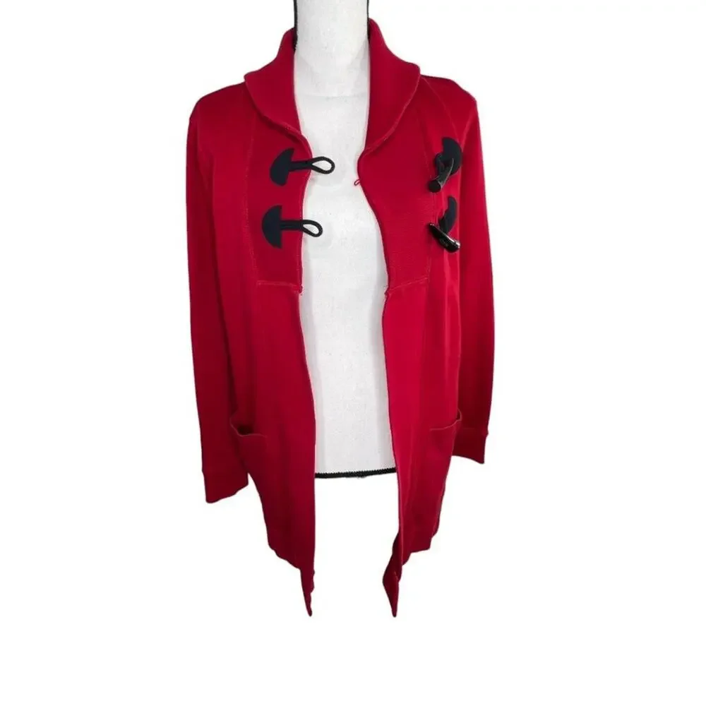 Chaps Red Cardigan Sweater Jacket Size L - Picture 3 of 5